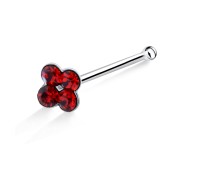 Rhinestone Set Flower Shaped Silver Bone Nose Stud NSKD-74